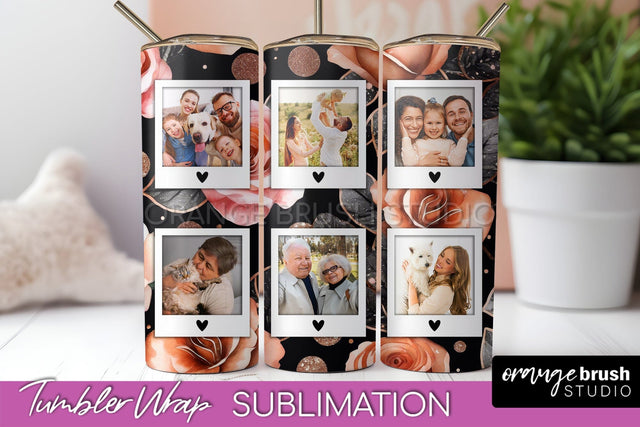 Flowers Photo Frame Tumbler Wrap Sublimation Add Photo Photo Sublimation OrangeBrushStudio 