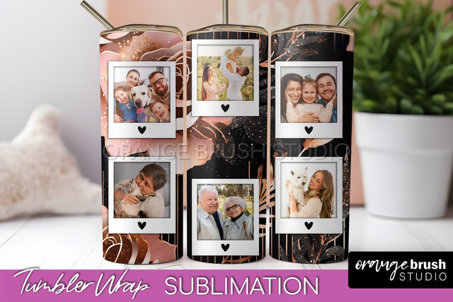Flowers Photo Frame Tumbler Wrap Sublimation Add Photo Photo Sublimation OrangeBrushStudio 