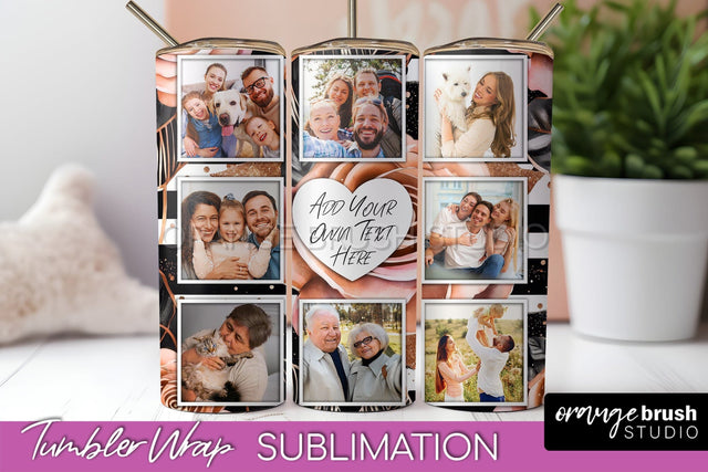 Flowers Photo Frame Tumbler Wrap Sublimation Add Photo Photo Sublimation OrangeBrushStudio 