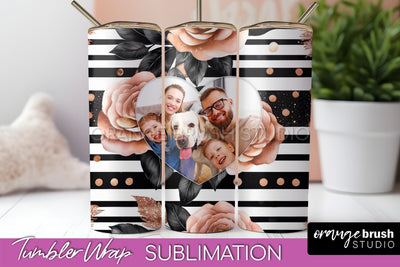 Flowers Photo Frame Tumbler Wrap Sublimation Add Photo Photo Sublimation OrangeBrushStudio 