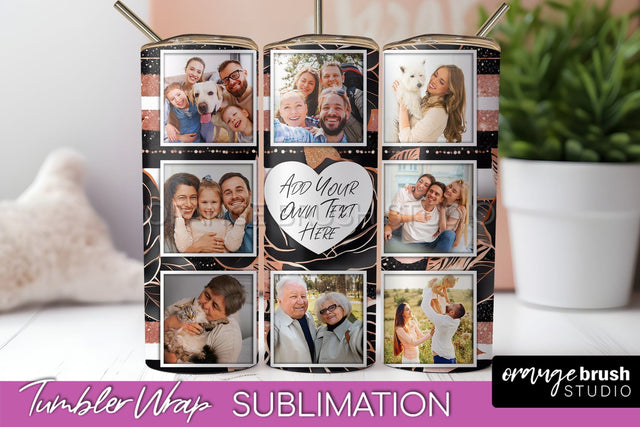 Flowers Photo Frame Tumbler Wrap Sublimation Add Photo Photo Sublimation OrangeBrushStudio 