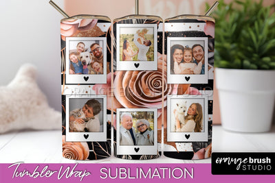 Flowers Photo Frame Tumbler Wrap Sublimation Add Photo Photo Sublimation OrangeBrushStudio 