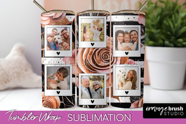 Flowers Photo Frame Tumbler Wrap Sublimation Add Photo Photo Sublimation OrangeBrushStudio 