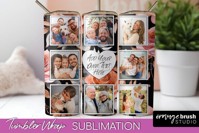 Flowers Photo Frame Tumbler Wrap Sublimation Add Photo Photo Sublimation OrangeBrushStudio 