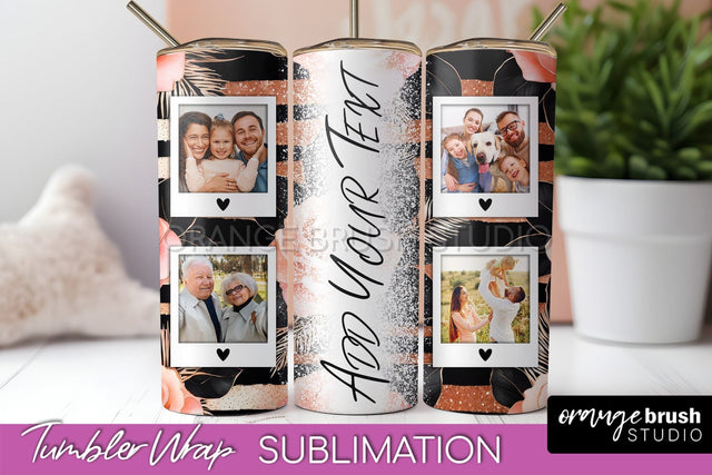 Flowers Photo Frame Tumbler Wrap Sublimation Add Photo Photo Sublimation OrangeBrushStudio 
