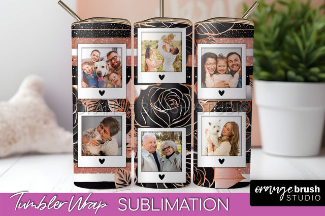 Flowers Photo Frame Tumbler Wrap Sublimation Add Photo Photo Sublimation OrangeBrushStudio 
