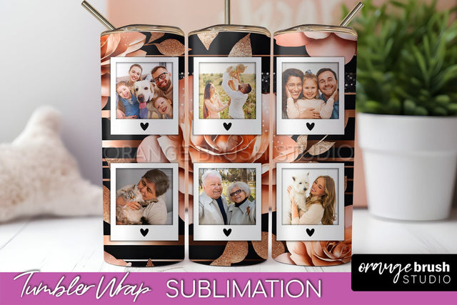 Flowers Photo Frame Tumbler Wrap Sublimation Add Photo Photo Sublimation OrangeBrushStudio 