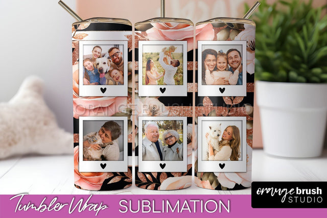 Flowers Photo Frame Tumbler Wrap Sublimation Add Photo Photo Sublimation OrangeBrushStudio 