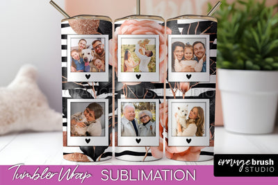 Flowers Photo Frame Tumbler Wrap Sublimation Add Photo Photo Sublimation OrangeBrushStudio 