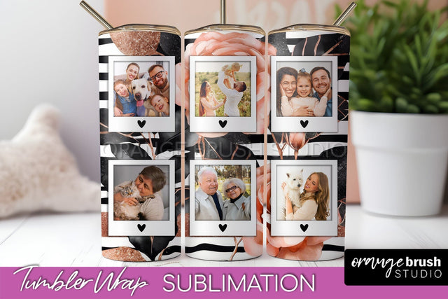 Flowers Photo Frame Tumbler Wrap Sublimation Add Photo Photo Sublimation OrangeBrushStudio 