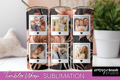 Flowers Photo Frame Tumbler Wrap Sublimation Add Photo Photo Sublimation OrangeBrushStudio 