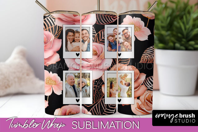 Flowers Photo Frame Tumbler Wrap Sublimation Add Photo Photo Sublimation OrangeBrushStudio 