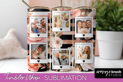 Flowers Photo Frame Tumbler Wrap Sublimation Add Photo Photo Sublimation OrangeBrushStudio 