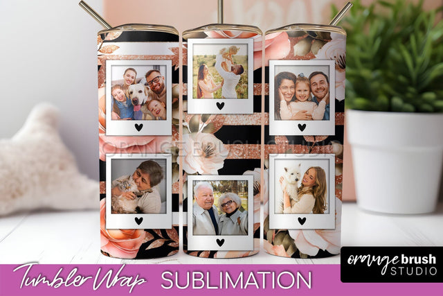 Flowers Photo Frame Tumbler Wrap Sublimation Add Photo Photo Sublimation OrangeBrushStudio 