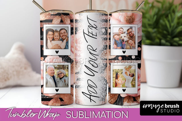 Flowers Photo Frame Tumbler Wrap Sublimation Add Photo Photo Sublimation OrangeBrushStudio 