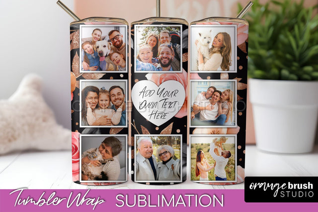 Flowers Photo Frame Tumbler Wrap Sublimation Add Photo Photo Sublimation OrangeBrushStudio 