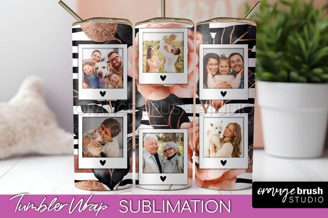 Flowers Photo Frame Tumbler Wrap Sublimation Add Photo Photo Sublimation OrangeBrushStudio 