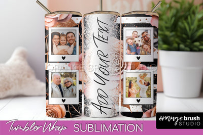 Flowers Photo Frame Tumbler Wrap Sublimation Add Photo Photo Sublimation OrangeBrushStudio 