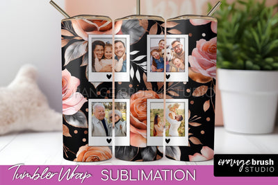 Flowers Photo Frame Tumbler Wrap Sublimation Add Photo Photo Sublimation OrangeBrushStudio 