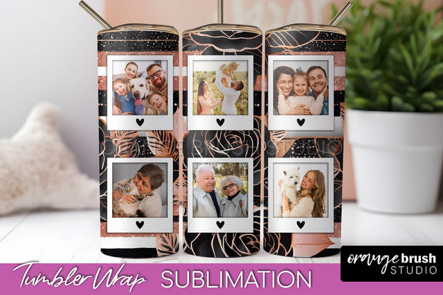 Flowers Photo Frame Tumbler Wrap Sublimation Add Photo Photo Sublimation OrangeBrushStudio 