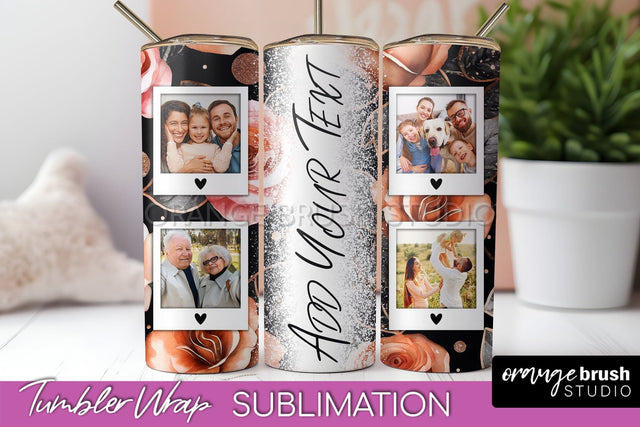 Flowers Photo Frame Tumbler Wrap Sublimation Add Photo Photo Sublimation OrangeBrushStudio 