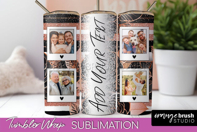 Flowers Photo Frame Tumbler Wrap Sublimation Add Photo Photo Sublimation OrangeBrushStudio 
