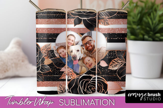 Flowers Photo Frame Tumbler Wrap Sublimation Add Photo Photo Sublimation OrangeBrushStudio 