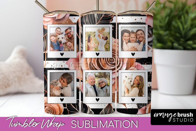 Flowers Photo Frame Tumbler Wrap Sublimation Add Photo Photo Sublimation OrangeBrushStudio 