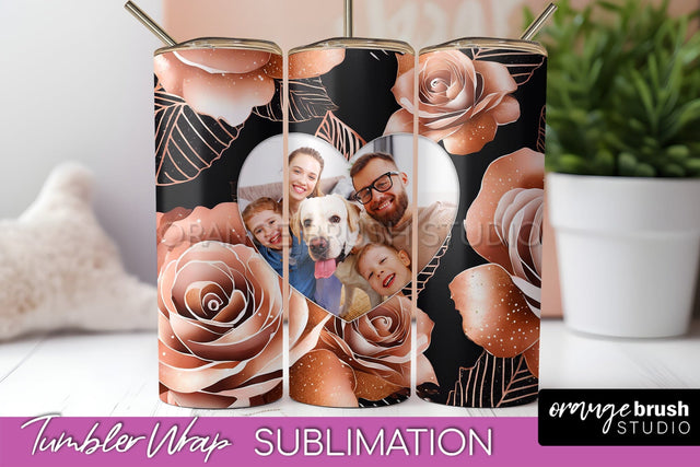 Flowers Photo Frame Tumbler Wrap Sublimation Add Photo Photo Sublimation OrangeBrushStudio 