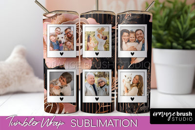 Flowers Photo Frame Tumbler Wrap Sublimation Add Photo Photo Sublimation OrangeBrushStudio 