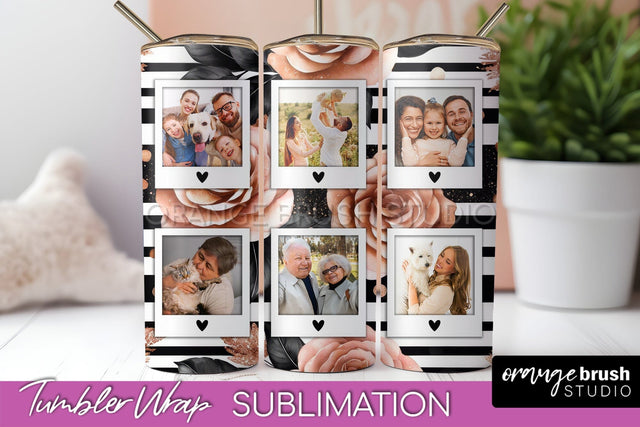 Flowers Photo Frame Tumbler Wrap Sublimation Add Photo Photo Sublimation OrangeBrushStudio 
