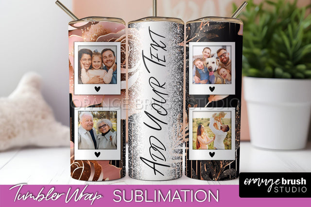 Flowers Photo Frame Tumbler Wrap Sublimation Add Photo Photo Sublimation OrangeBrushStudio 