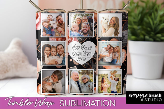Flowers Photo Frame Tumbler Wrap Sublimation Add Photo Photo Sublimation OrangeBrushStudio 