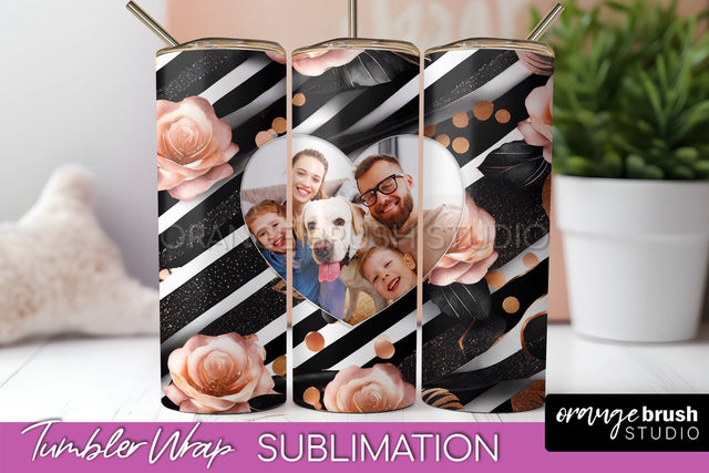 Flowers Photo Frame Tumbler Wrap Sublimation Add Photo Photo Sublimation OrangeBrushStudio 