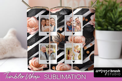 Flowers Photo Frame Tumbler Wrap Sublimation Add Photo Photo Sublimation OrangeBrushStudio 
