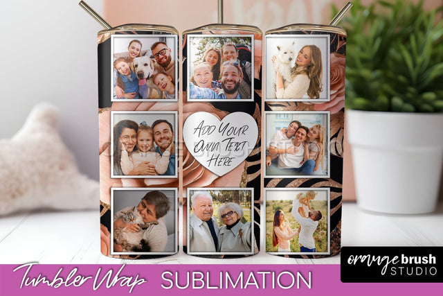 Flowers Photo Frame Tumbler Wrap Sublimation Add Photo Photo Sublimation OrangeBrushStudio 