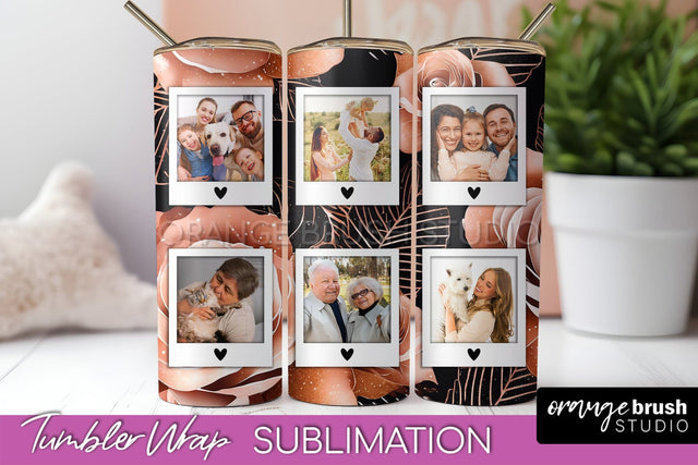 Flowers Photo Frame Tumbler Wrap Sublimation Add Photo Photo Sublimation OrangeBrushStudio 
