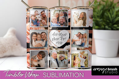 Flowers Photo Frame Tumbler Wrap Sublimation Add Photo Photo Sublimation OrangeBrushStudio 