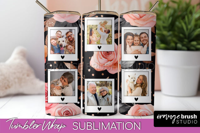 Flowers Photo Frame Tumbler Wrap Sublimation Add Photo Photo Sublimation OrangeBrushStudio 