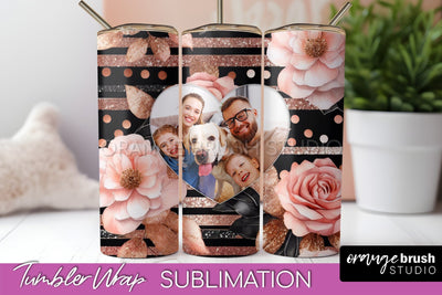 Flowers Photo Frame Tumbler Wrap Sublimation Add Photo Photo Sublimation OrangeBrushStudio 