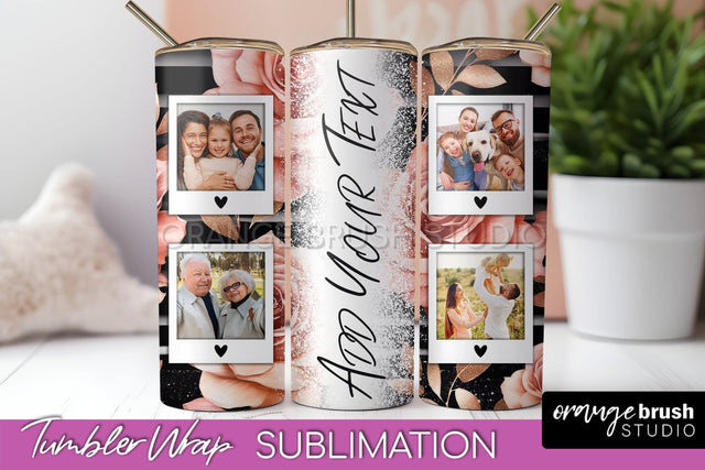 Flowers Photo Frame Tumbler Wrap Sublimation Add Photo Photo Sublimation OrangeBrushStudio 