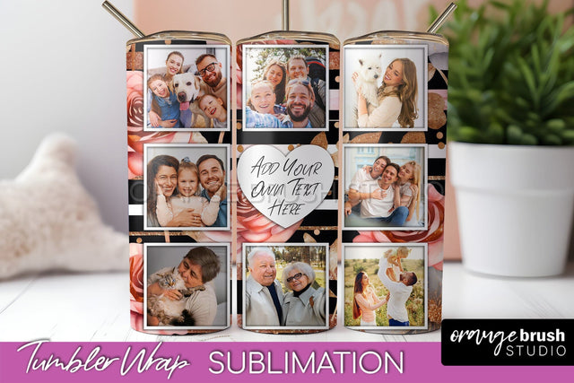 Flowers Photo Frame Tumbler Wrap Sublimation Add Photo Photo Sublimation OrangeBrushStudio 