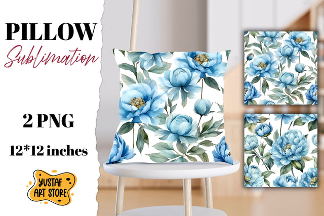 Flowers pillow sublimation. Watercolor peony pillow 2 design Sublimation Yustaf Art Store 