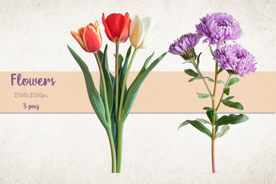 Flowers set png, Floral clipart sublimation Sublimation AnastasiyaArtDesign 
