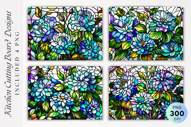 Flowers stained glass Cutting Board PNG Design Sublimation Regulrcrative 