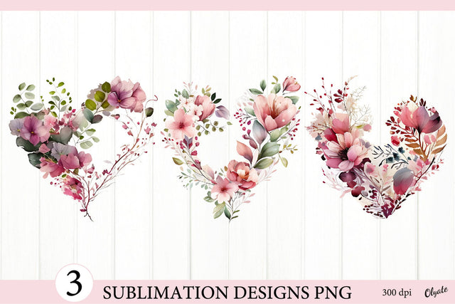Flowers Sublimation PNG. Flowers, Hearts Clipart PNG Sublimation Olga Terlyanskaya 