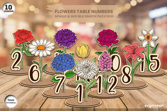 Flowers Table Numbers Bundle SVG SvgOcean 