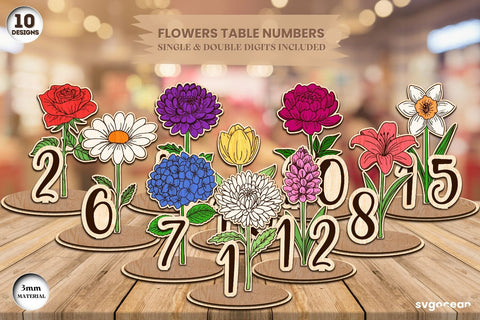 Flowers Table Numbers Bundle SVG SvgOcean 