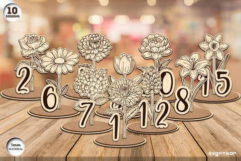 Flowers Table Numbers Bundle SVG SvgOcean 