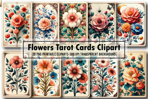 Flowers Tarot Cards Sublimation Clipart Sublimation designartist 